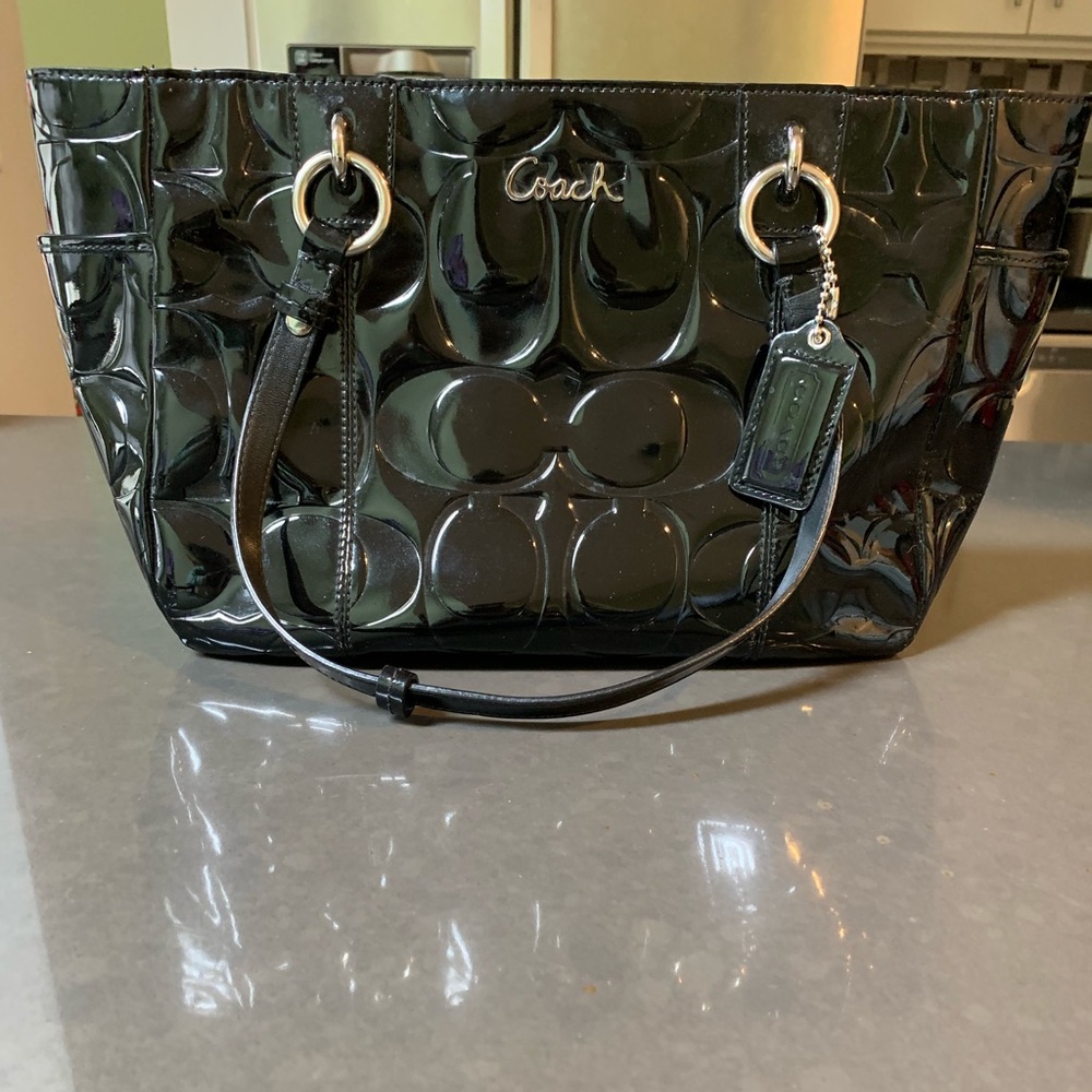 Black Patten leather Tote bag..